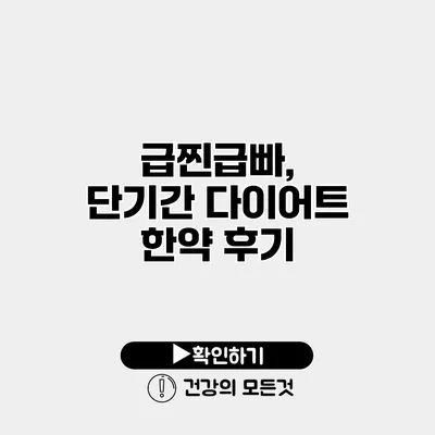 급찐급빠, 단기간 다이어트 한약 후기