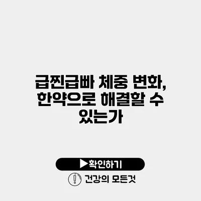 급찐급빠 체중 변화, 한약으로 해결할 수 있는가?
