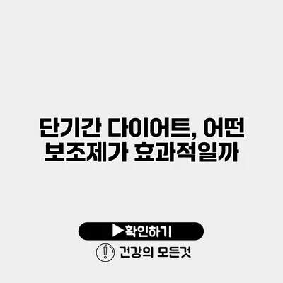 단기간 다이어트, 어떤 보조제가 효과적일까?