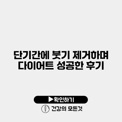 단기간에 붓기 제거하며 다이어트 성공한 후기