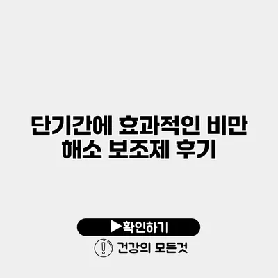 단기간에 효과적인 비만 해소 보조제 후기