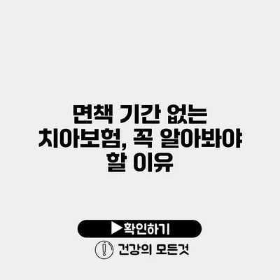 면책 기간 없는 치아보험, 꼭 알아봐야 할 이유