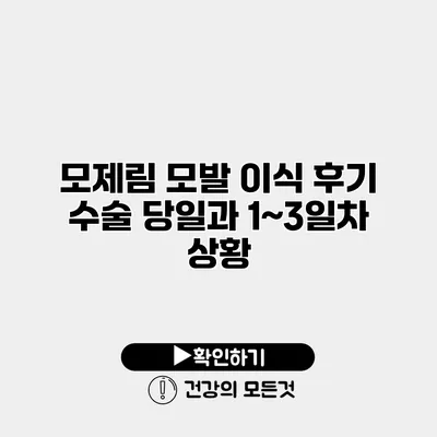 모제림 모발 이식 후기 수술 당일과 1~3일차 상황