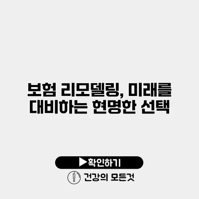 보험 리모델링, 미래를 대비하는 현명한 선택