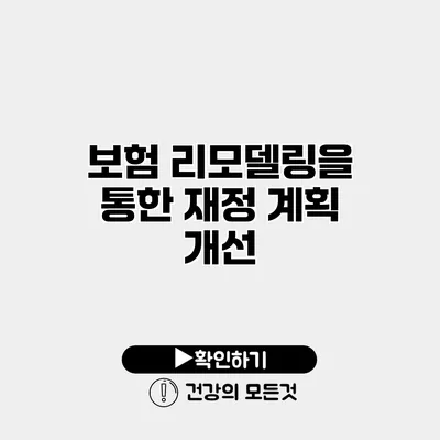 보험 리모델링을 통한 재정 계획 개선