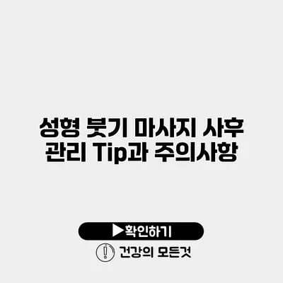 성형 붓기 마사지 사후 관리 Tip과 주의사항