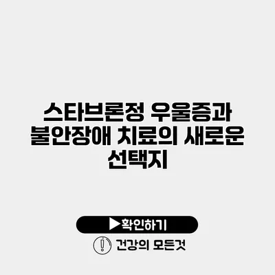 스타브론정 우울증과 불안장애 치료의 새로운 선택지