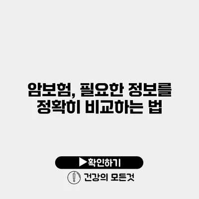 암보험, 필요한 정보를 정확히 비교하는 법