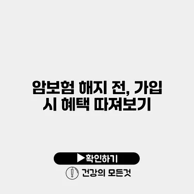 암보험 해지 전, 가입 시 혜택 따져보기