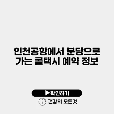 인천공항에서 분당으로 가는 콜택시 예약 정보