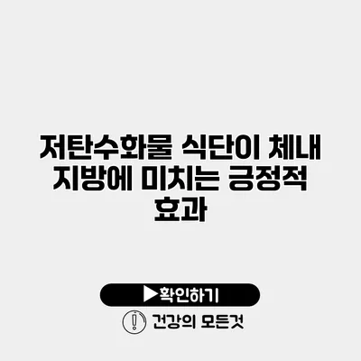 저탄수화물 식단이 체내 지방에 미치는 긍정적 효과
