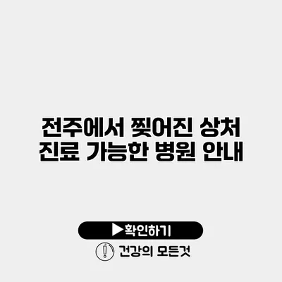 전주에서 찢어진 상처 진료 가능한 병원 안내