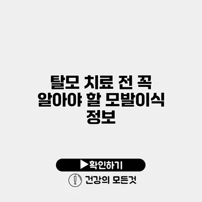탈모 치료 전 꼭 알아야 할 모발이식 정보
