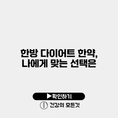 한방 다이어트 한약, 나에게 맞는 선택은?
