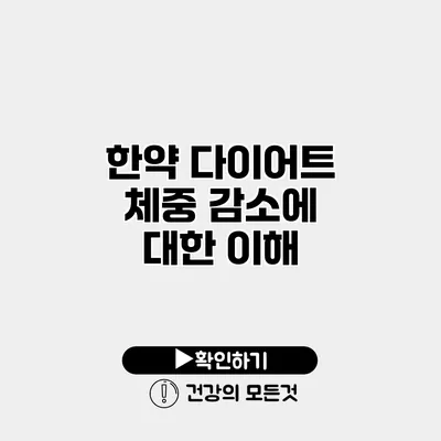 한약 다이어트 체중 감소에 대한 이해