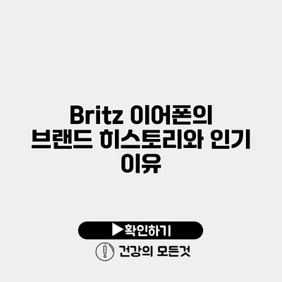 Britz 이어폰의 브랜드 히스토리와 인기 이유