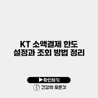 KT 소액결제 한도 설정과 조회 방법 정리