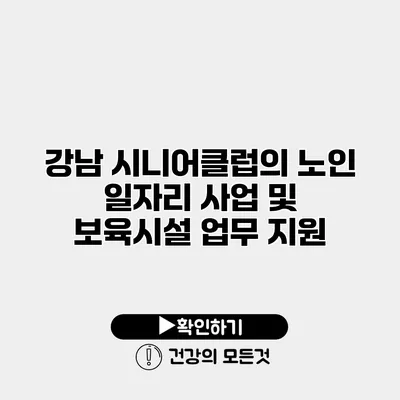 강남 시니어클럽의 노인 일자리 사업 및 보육시설 업무 지원