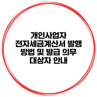 개인사업자 전자세금계산서 발행 방법 및 발급 의무 대상자 안내