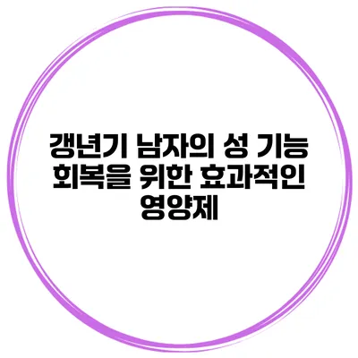 갱년기 남자의 성 기능 회복을 위한 효과적인 영양제