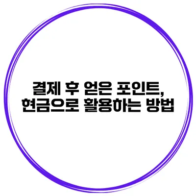 결제 후 얻은 포인트, 현금으로 활용하는 방법