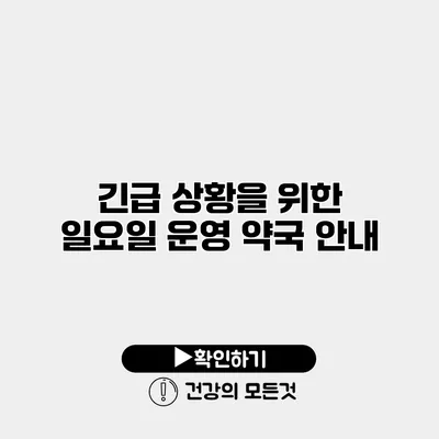 긴급 상황을 위한 일요일 운영 약국 안내