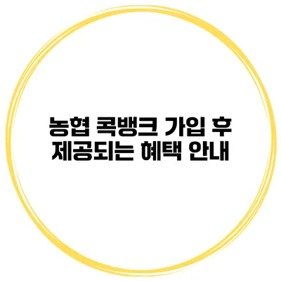 농협 콕뱅크 가입 후 제공되는 혜택 안내
