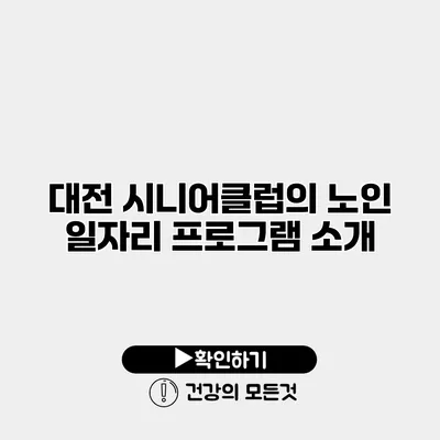 대전 시니어클럽의 노인 일자리 프로그램 소개
