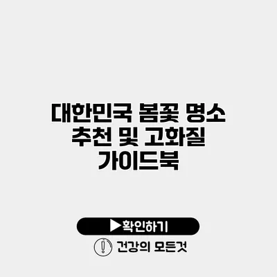 대한민국 봄꽃 명소 추천 및 고화질 가이드북