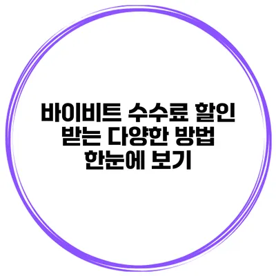 바이비트 수수료 할인 받는 다양한 방법 한눈에 보기