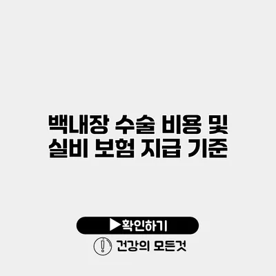 백내장 수술 비용 및 실비 보험 지급 기준