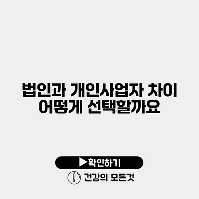 법인과 개인사업자 차이 어떻게 선택할까요?