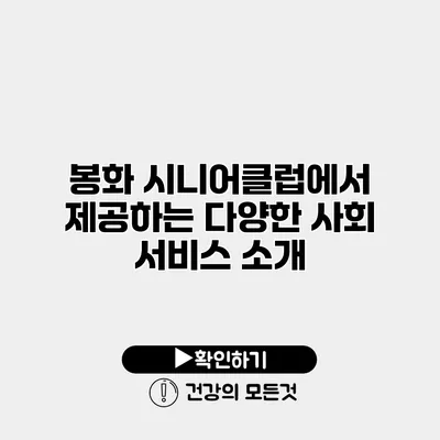 봉화 시니어클럽에서 제공하는 다양한 사회 서비스 소개