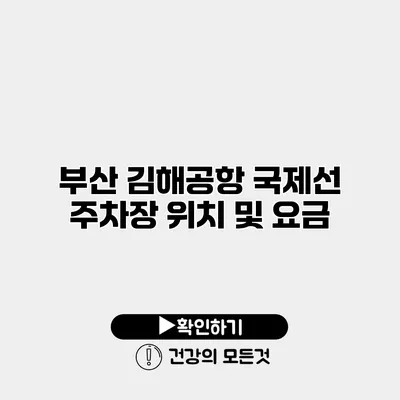 부산 김해공항 국제선 주차장 위치 및 요금