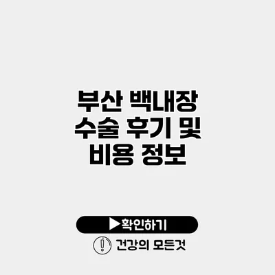 부산 백내장 수술 후기 및 비용 정보