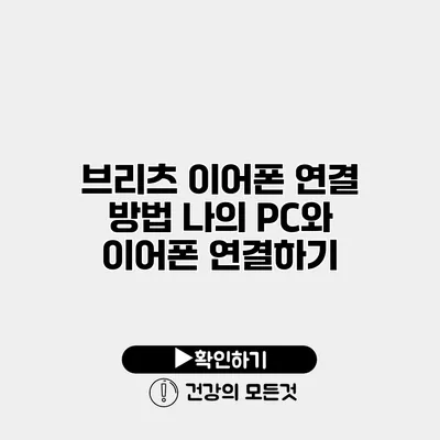브리츠 이어폰 연결 방법 나의 PC와 이어폰 연결하기