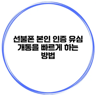 선불폰 본인 인증 유심 개통을 빠르게 하는 방법