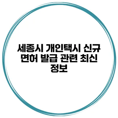 세종시 개인택시 신규 면허 발급 관련 최신 정보