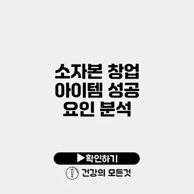 소자본 창업 아이템 성공 요인 분석