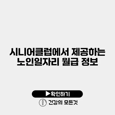 시니어클럽에서 제공하는 노인일자리 월급 정보
