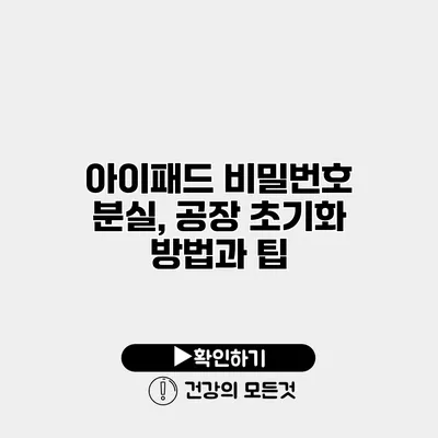 아이패드 비밀번호 분실, 공장 초기화 방법과 팁
