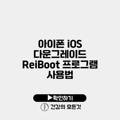 아이폰 iOS 다운그레이드 ReiBoot 프로그램 사용법