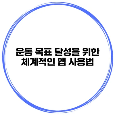 운동 목표 달성을 위한 체계적인 앱 사용법