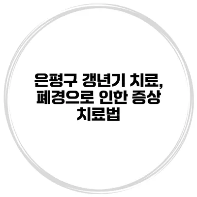은평구 갱년기 치료, 폐경으로 인한 증상 치료법