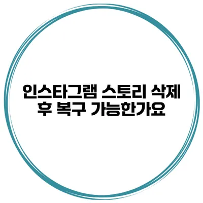 인스타그램 스토리 삭제 후 복구 가능한가요?