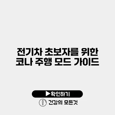 전기차 초보자를 위한 코나 주행 모드 가이드